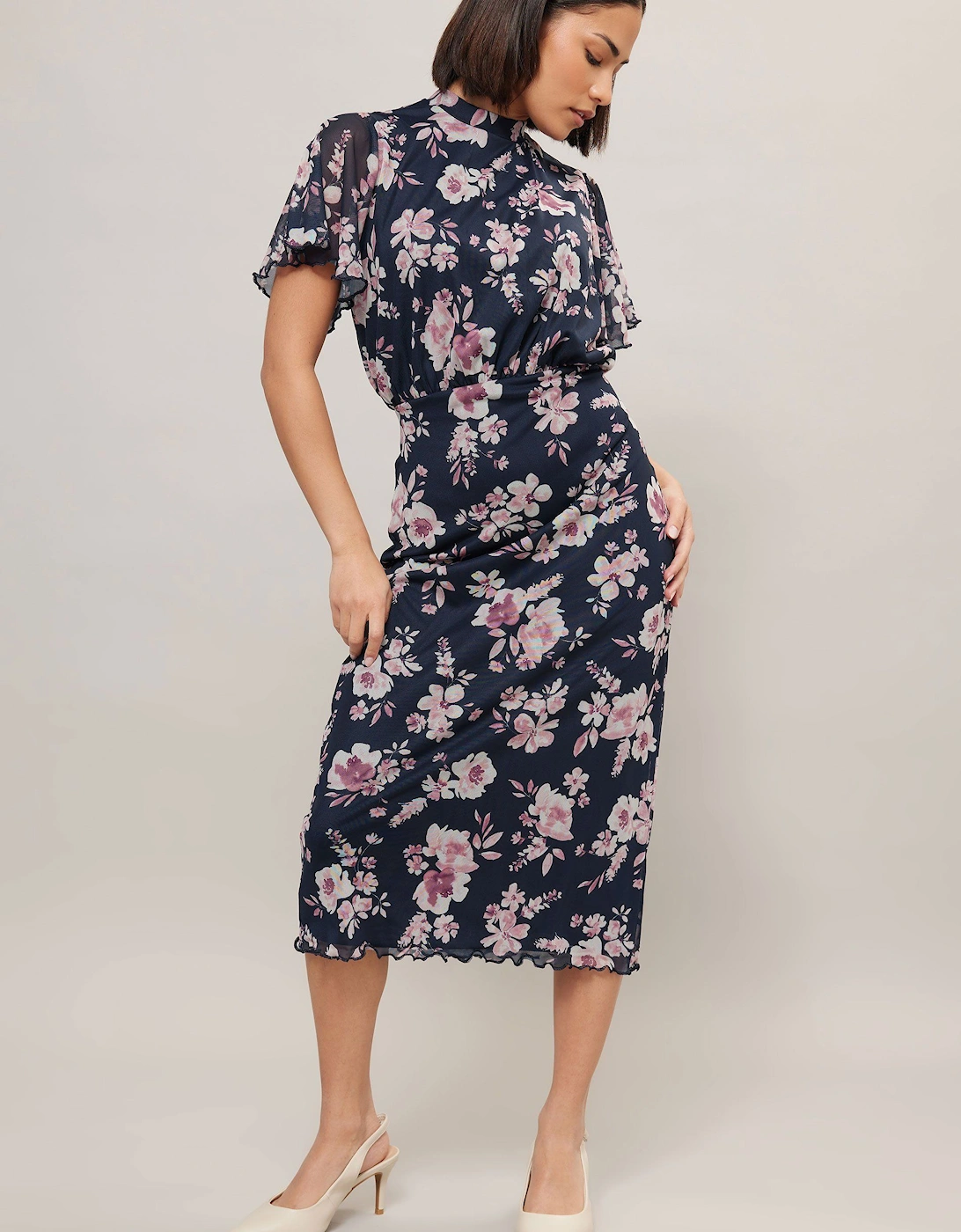 Petite Floral Mesh Dress, 2 of 1