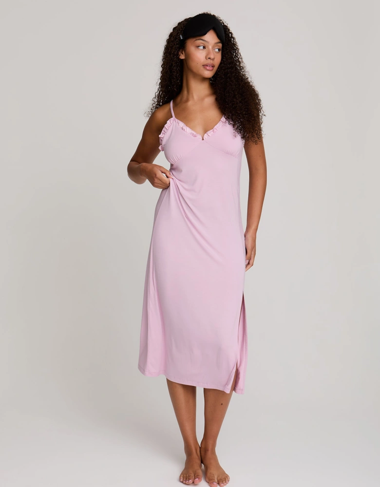 Bamboo Frill Chemise in Blush