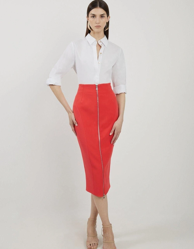 Stretch Crepe Panelled Tailored Midaxi Skirt