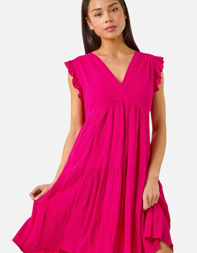 Petite V-Neck Frill Short Dress