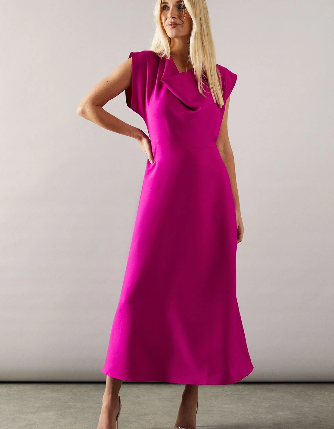 Petite Occasion Cowl Neck Crepe Midi Dress, 2 of 1