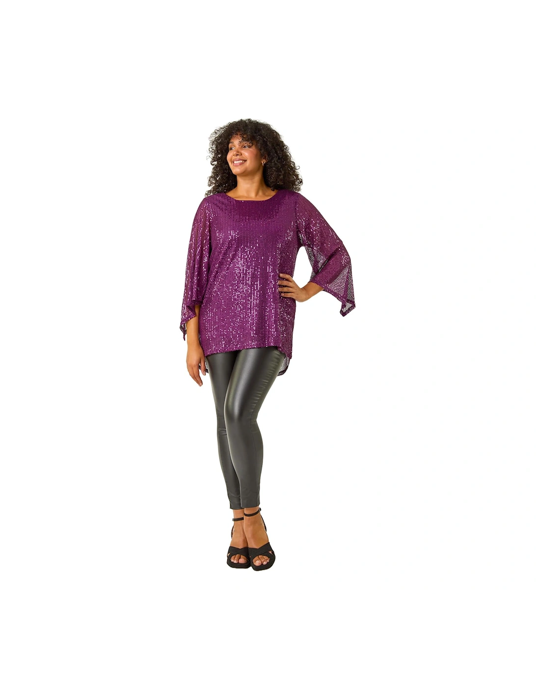Curve Sequin Flared Sleeve Top, 2 of 1