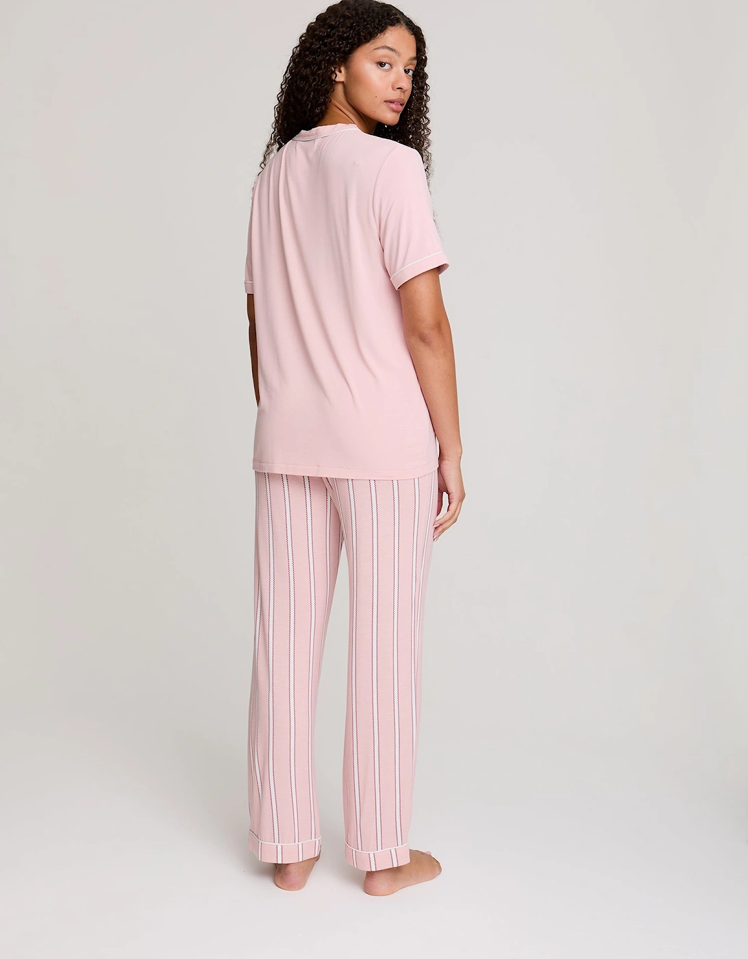 Bamboo Tee and Trouser Set in Blush Stripe