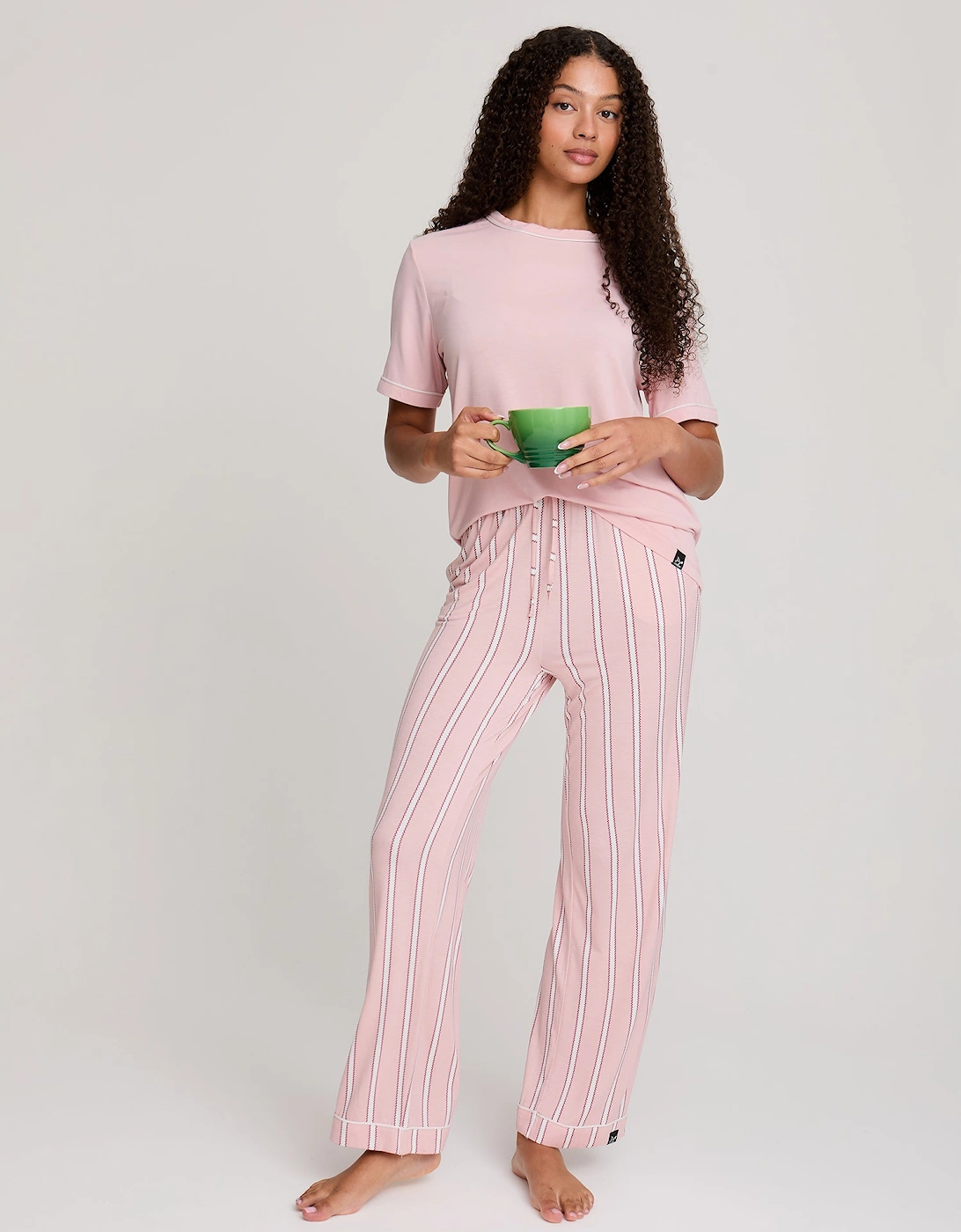 Bamboo Tee and Trouser Set in Blush Stripe, 7 of 6