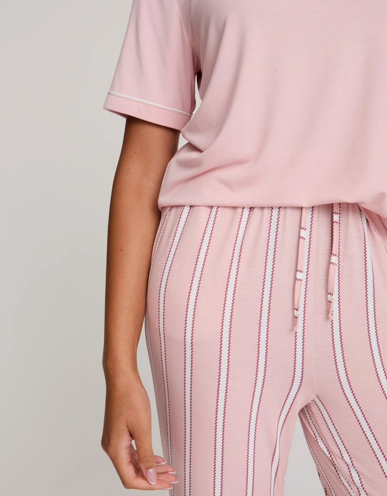 Bamboo Tee and Trouser Set in Blush Stripe