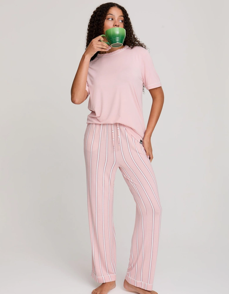 Bamboo Tee and Trouser Set in Blush Stripe