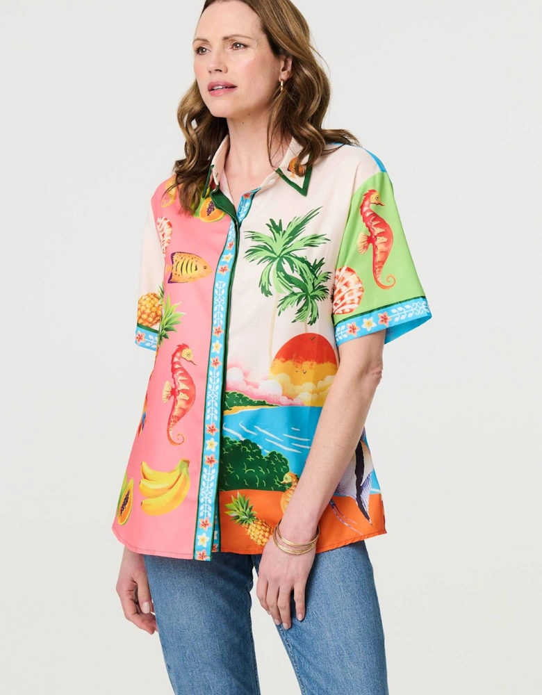 Tropical Print Short Sleeve Shirt