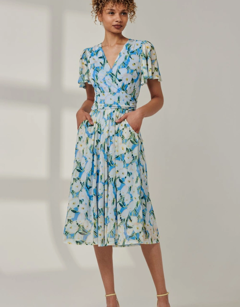 Kairi Floral Print Mesh Midi Dress