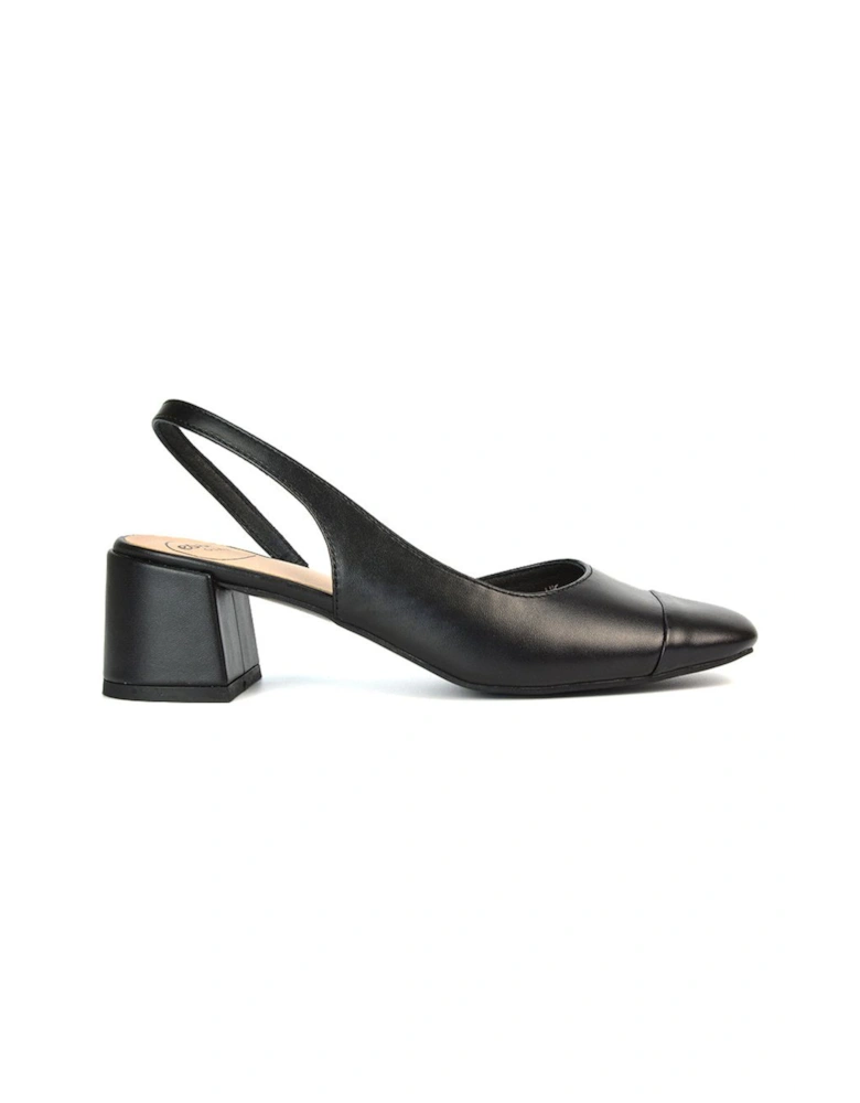 'Karis' Slingback Block Heel Court Shoes With Square Toe