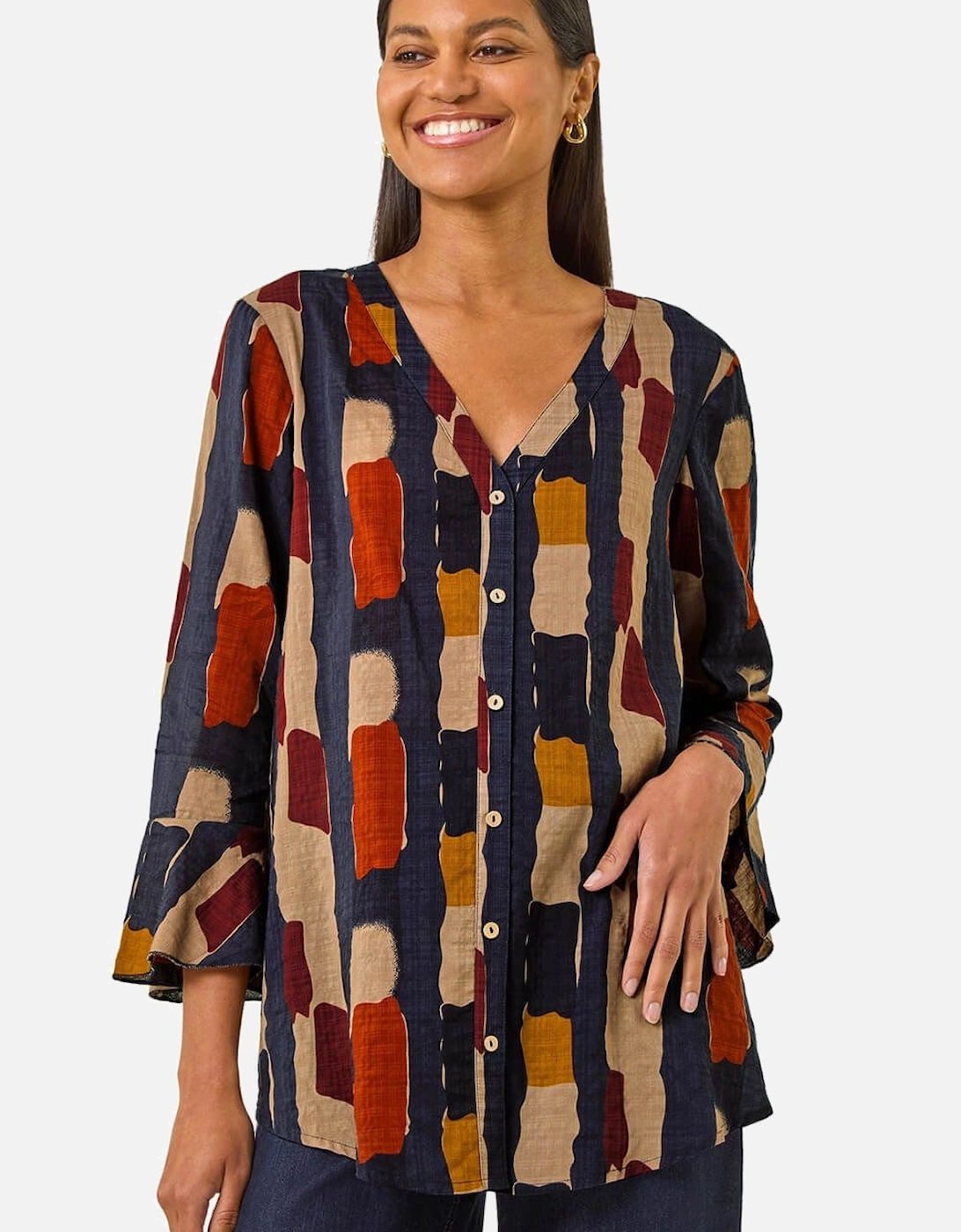 Abstract Print Buttoned Blouse, 2 of 1