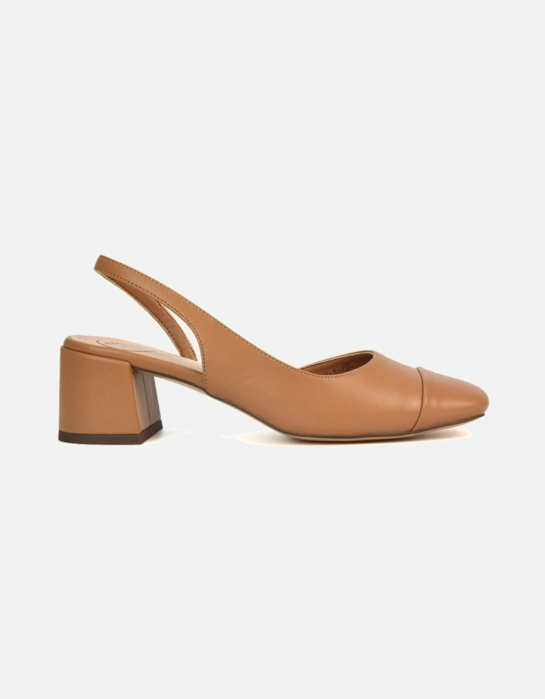 'Karis' Slingback Block Heel Court Shoes With Square Toe