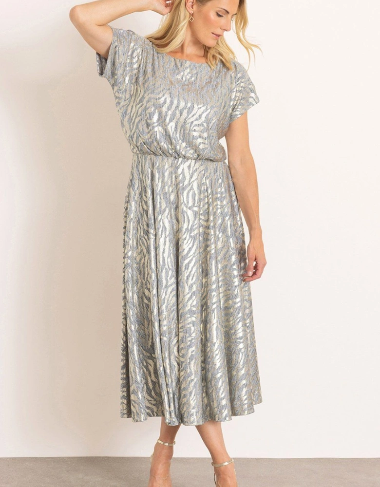 Shimmer Animal Print Midi Dress