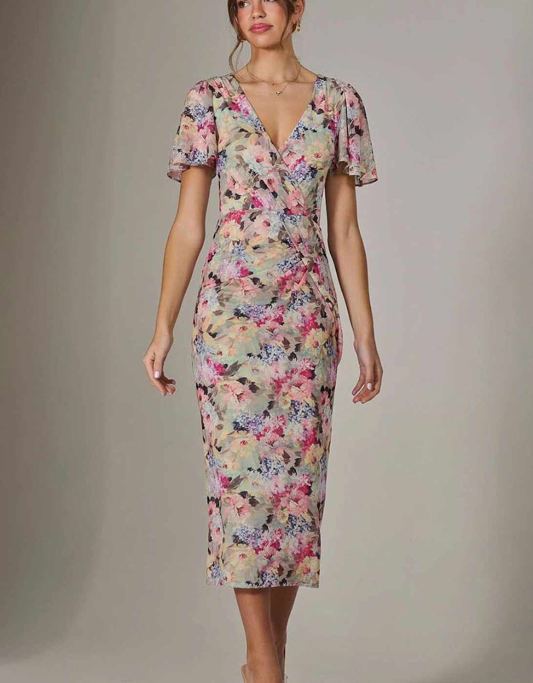 Mesh Short Sleeve Midi Dress, 2 of 1