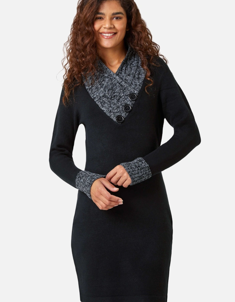 Overlap V-Neck Knit Dress