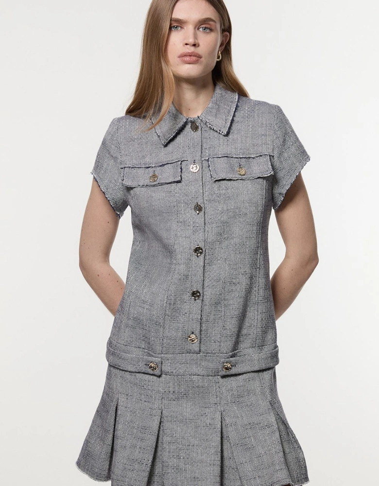 Spring Tweed Tailored Mini Dress