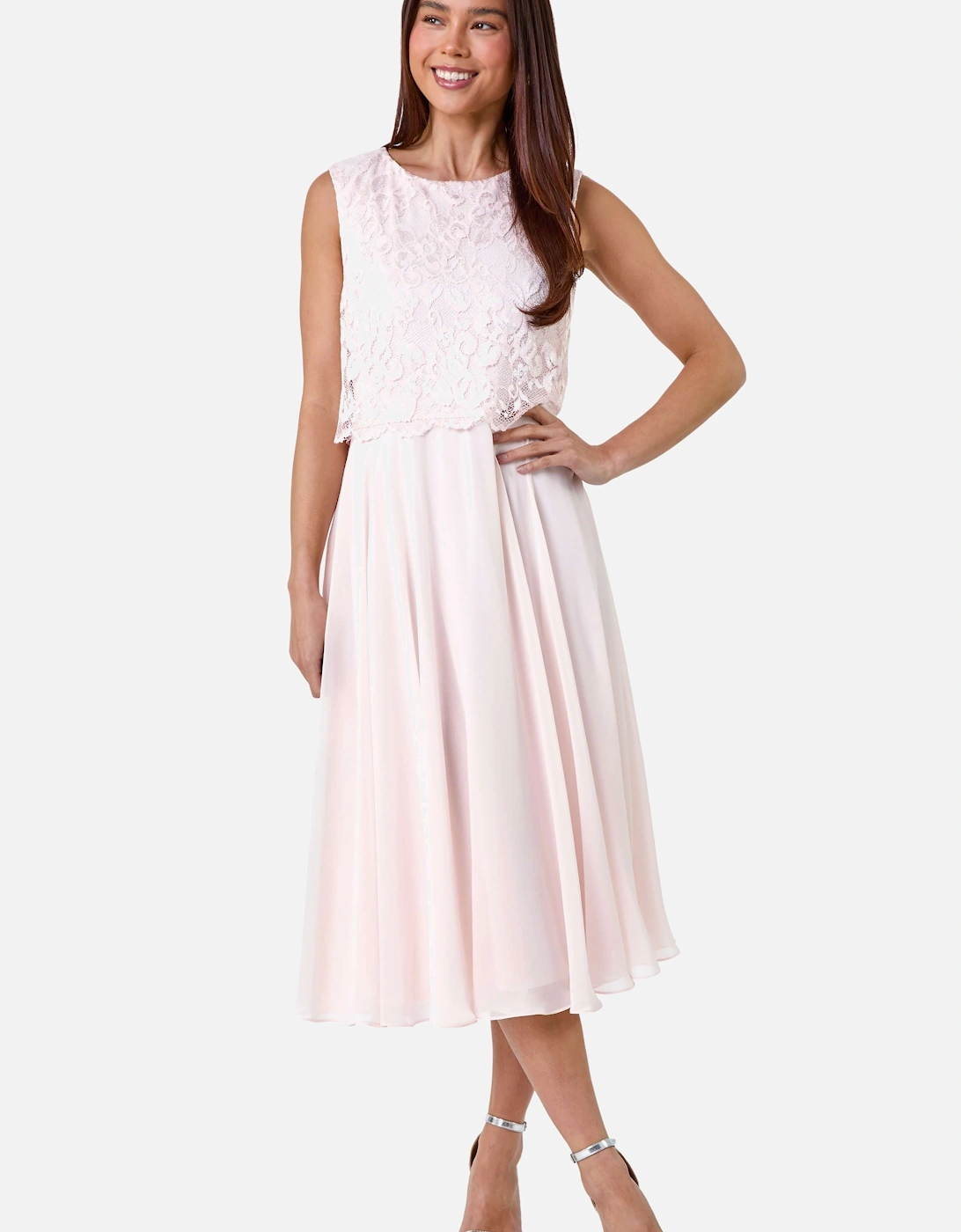 Petite Lace Overlay Midi Dress, 2 of 1