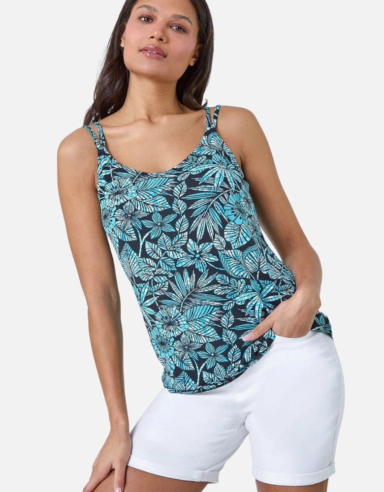Floral Print Strap Detail Cami Top