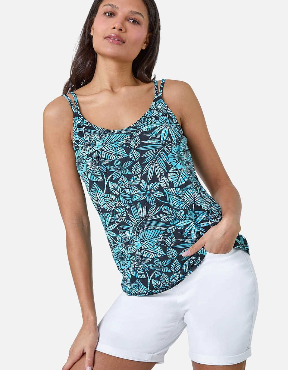 Floral Print Strap Detail Cami Top, 2 of 1