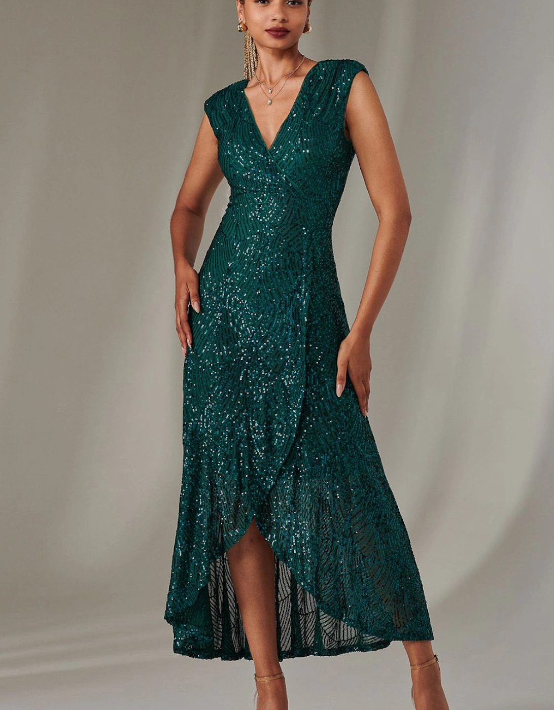 Sequin Ruffle Hem Maxi Dress, 2 of 1