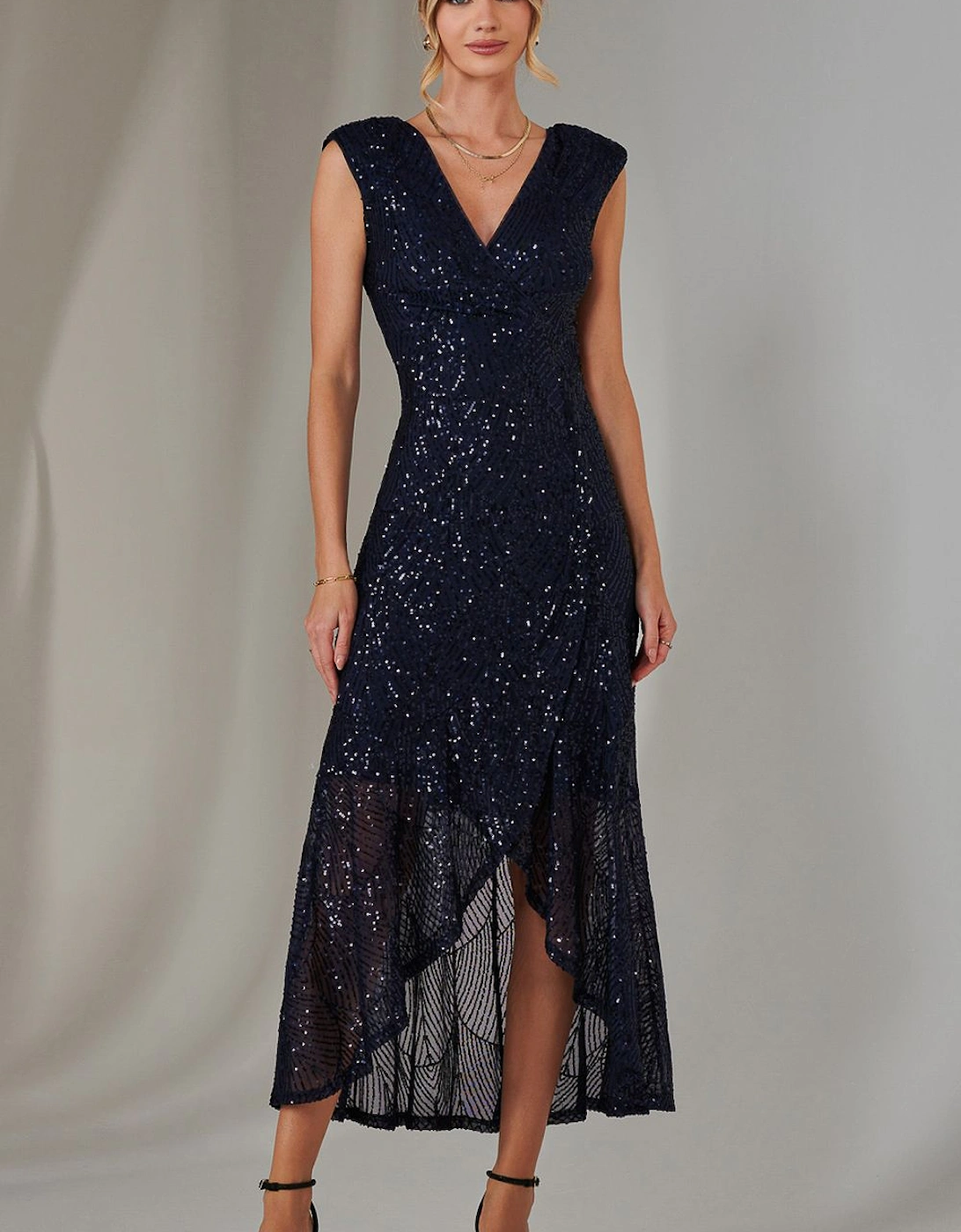 Sequin Ruffle Hem Maxi Dress, 2 of 1