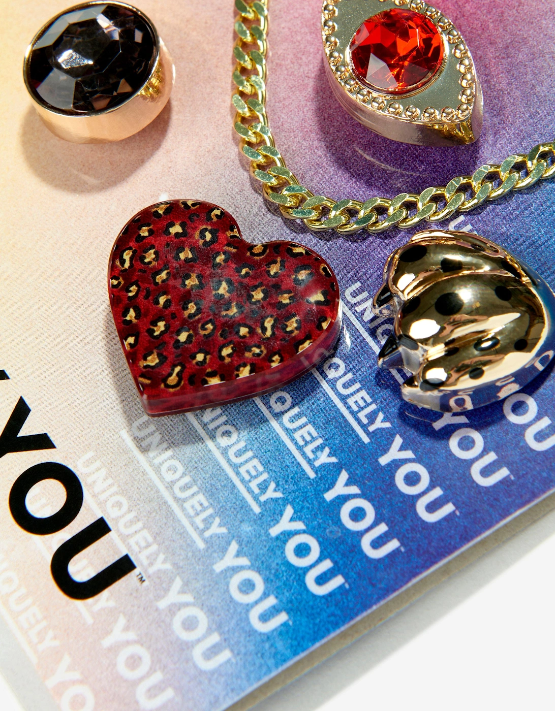 Girls Leopard and Gold Jibbitz™ 5 Pack in Gold