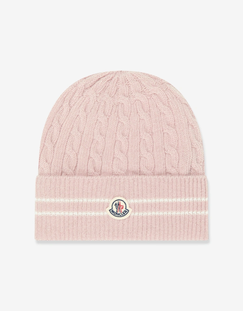 Girls Knitted Beanie Hat in Pink