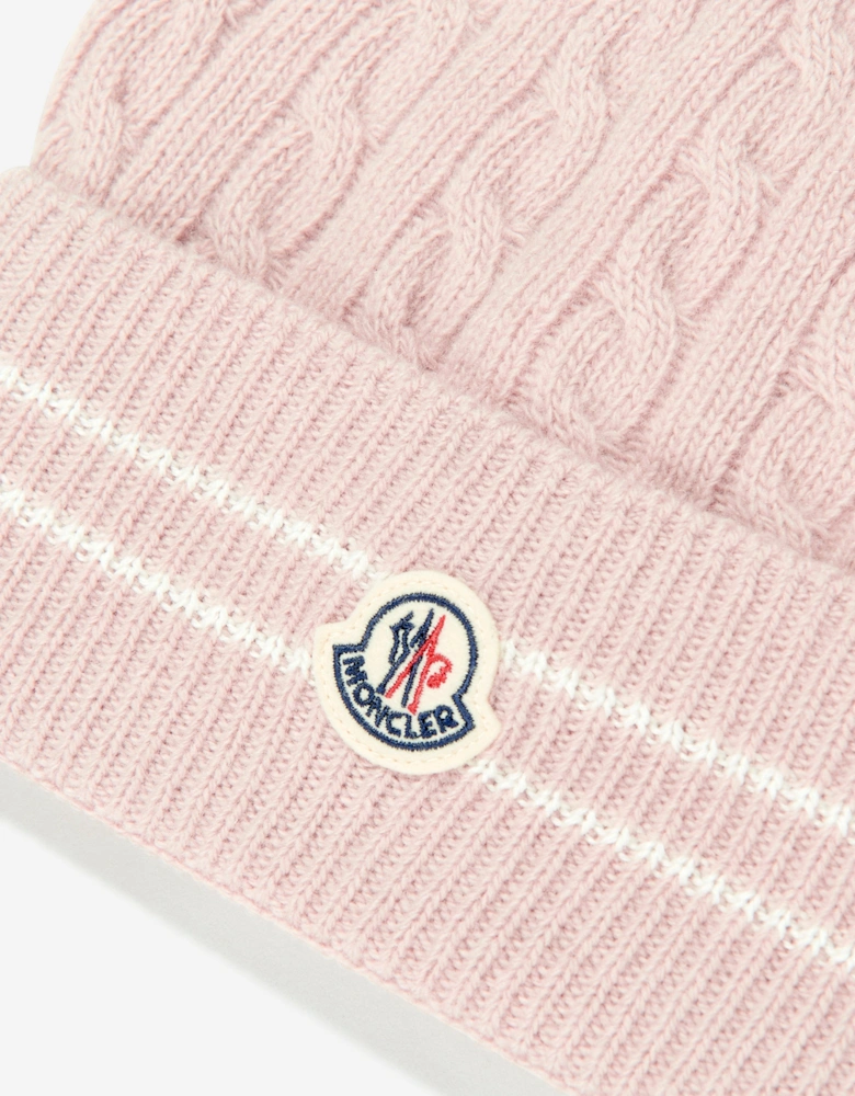 Girls Knitted Beanie Hat in Pink
