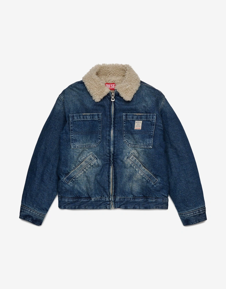 Boys Denim Zip Up Jacket in Blue