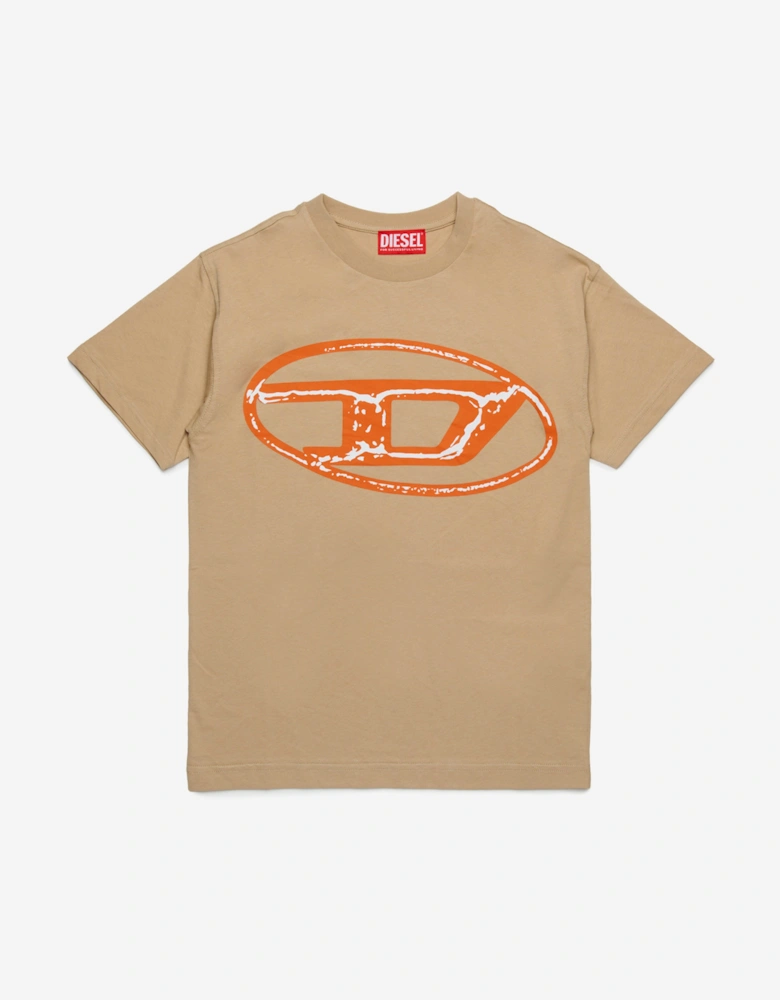 Boys Oval D Logo T-Shirt in Beige