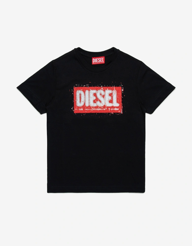 Boys Logo Print T-Shirt in Black