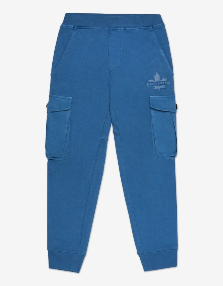 Kids Maple Leaf Logo Cargo Joggers in Blue