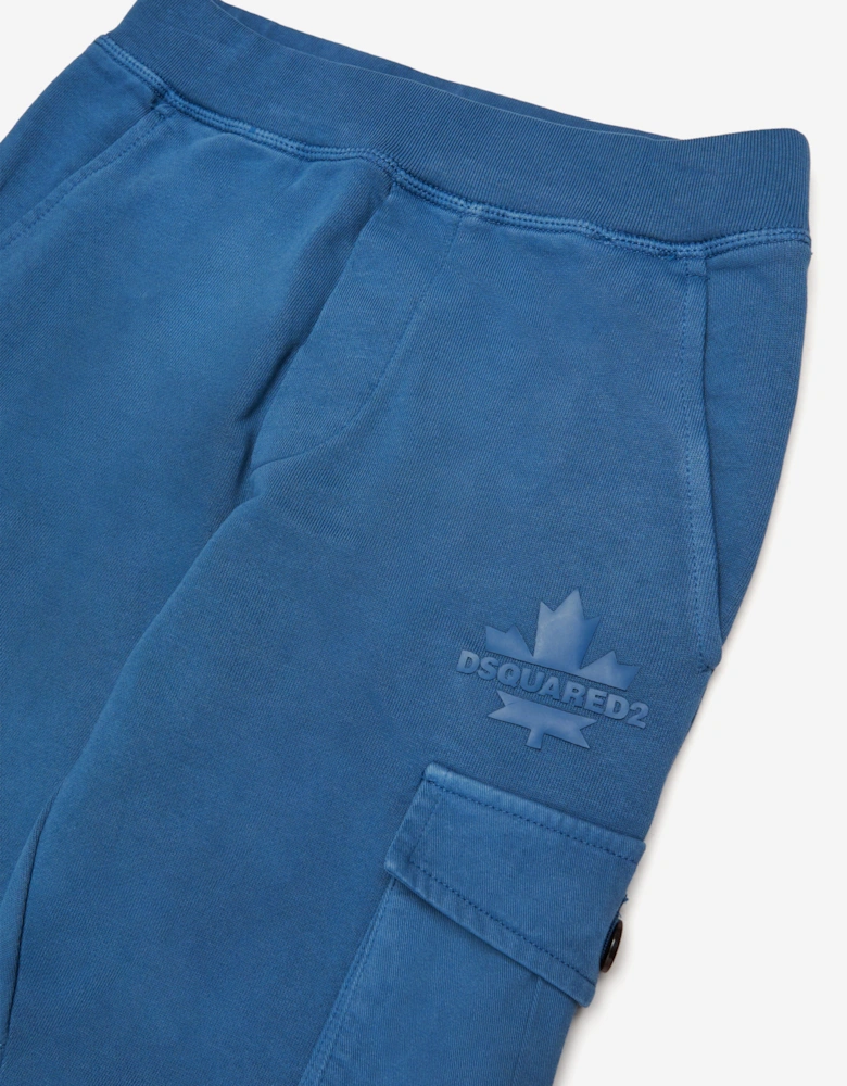 Kids Maple Leaf Logo Cargo Joggers in Blue
