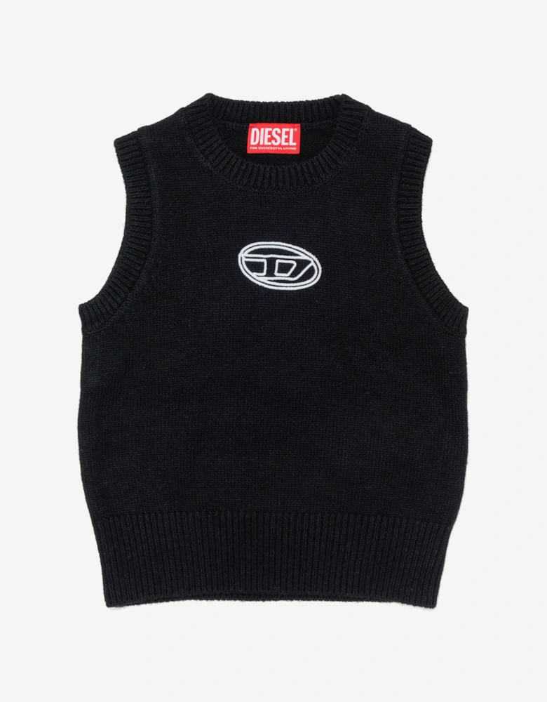 Girls Logo Sweater Vest in Black