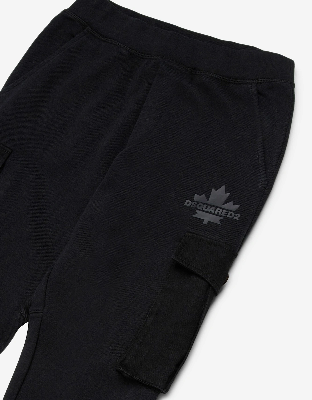Kids Maple Leaf Logo Cargo Joggers in Black
