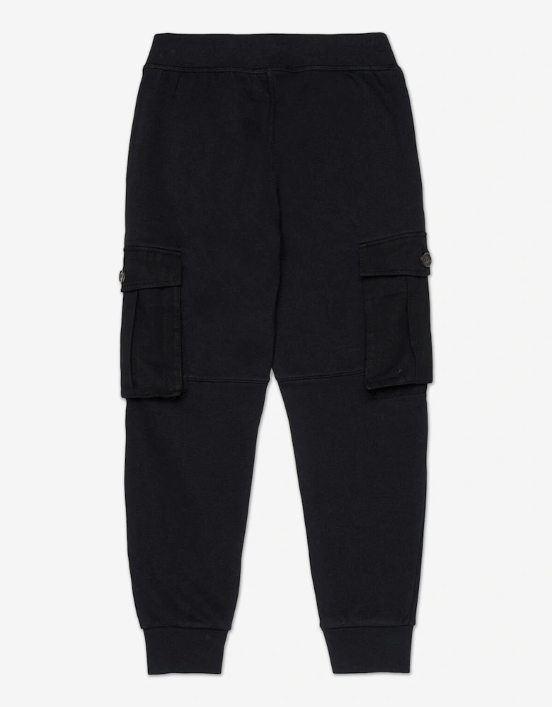 Kids Maple Leaf Logo Cargo Joggers in Black