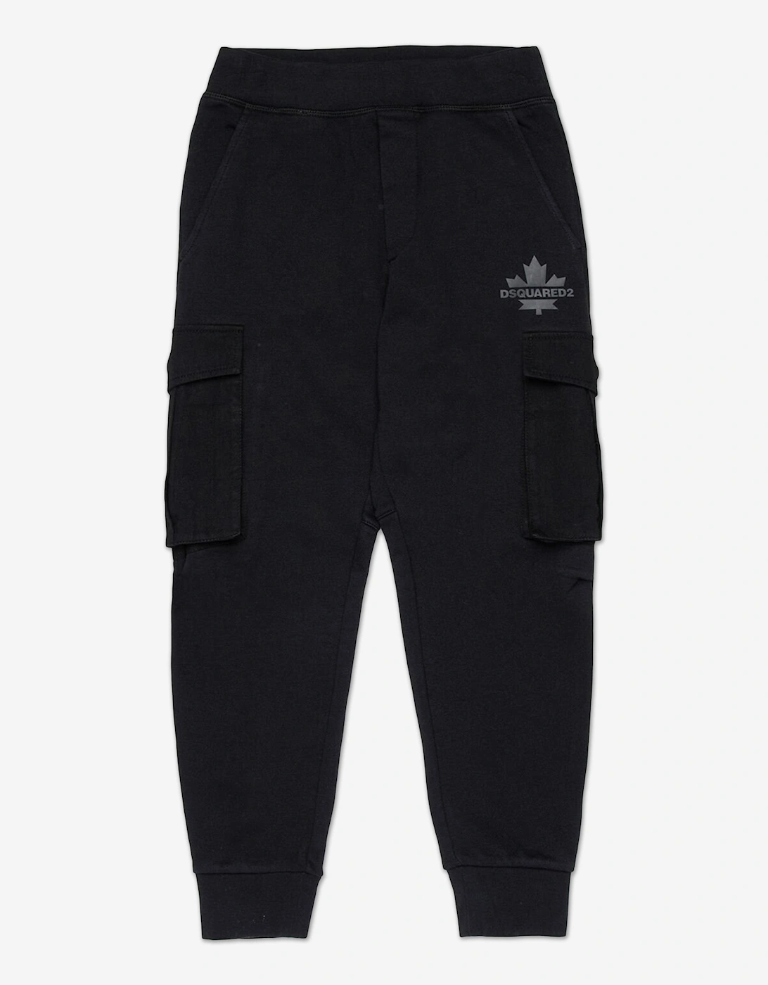 Kids Maple Leaf Logo Cargo Joggers in Black, 5 of 4