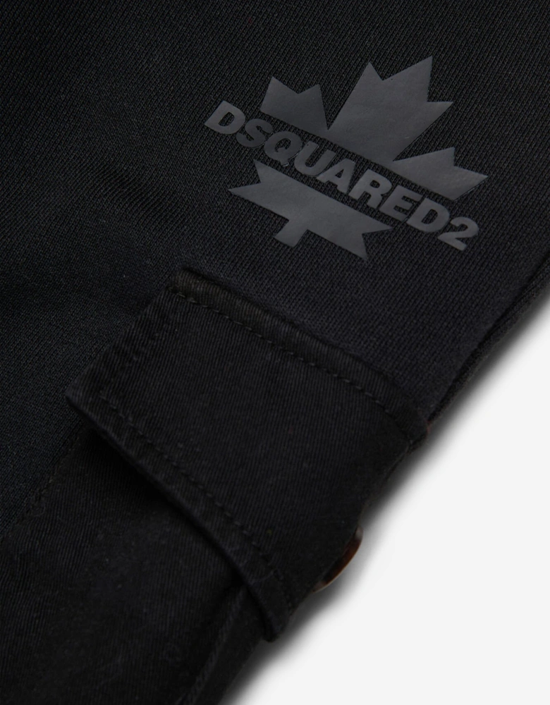Kids Maple Leaf Logo Cargo Joggers in Black