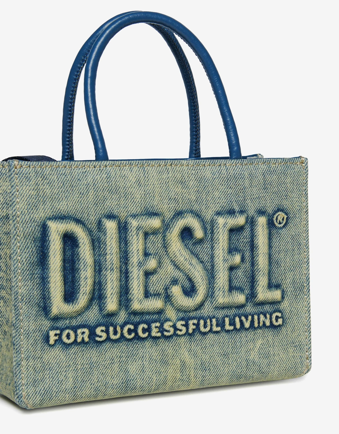 Girls Washed Denim Logo Mini Bag in Blue (18cm)