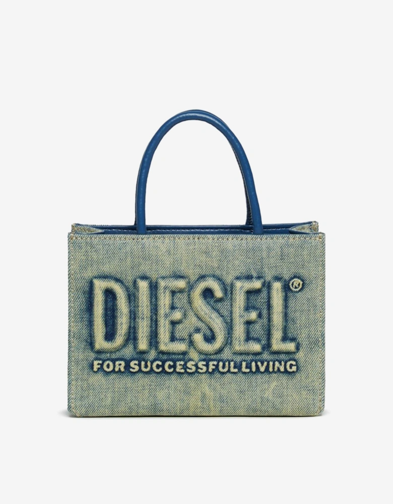 Girls Washed Denim Logo Mini Bag in Blue (18cm)