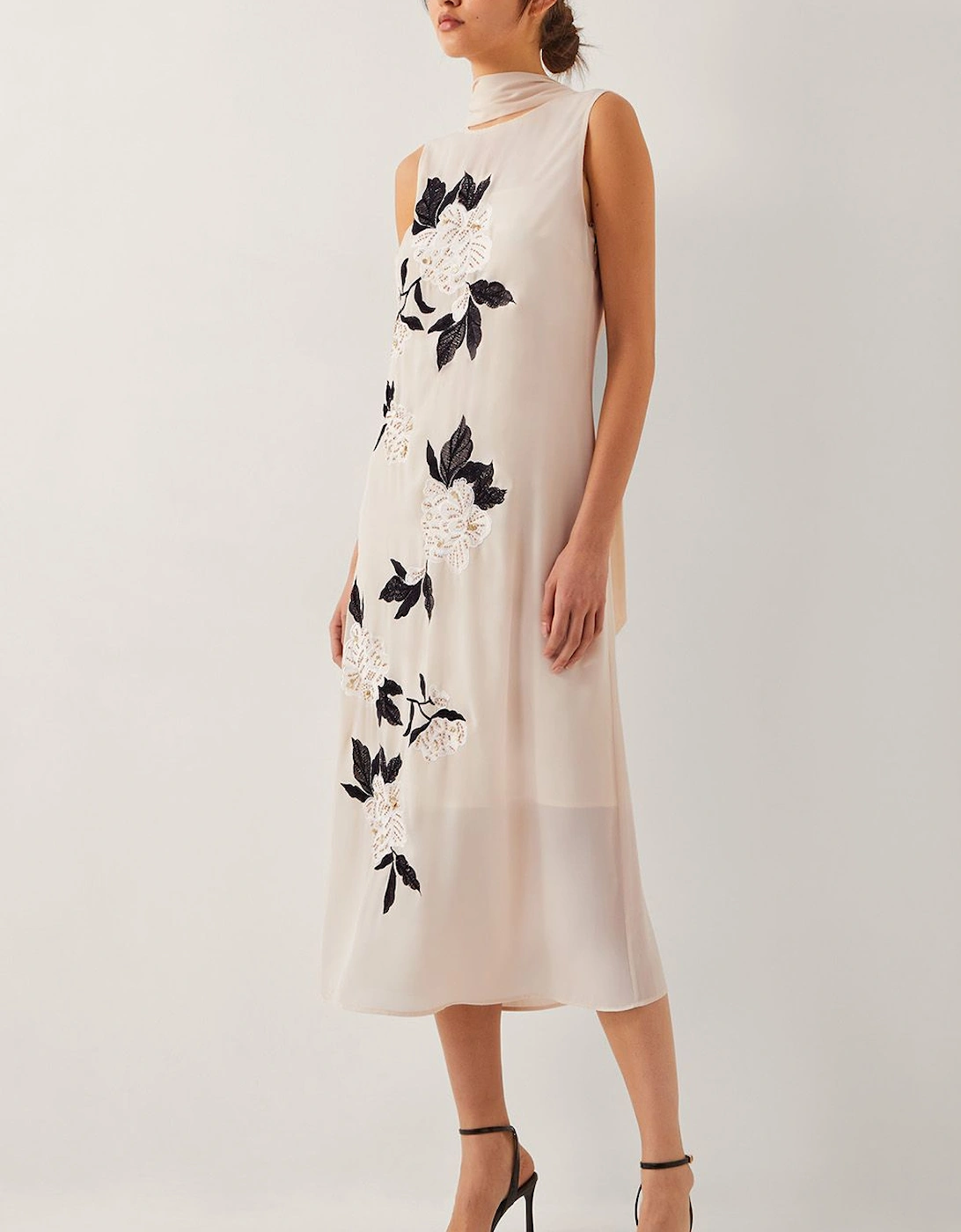 Ari Floral Embellished Midi Dress Cream, 2 of 1