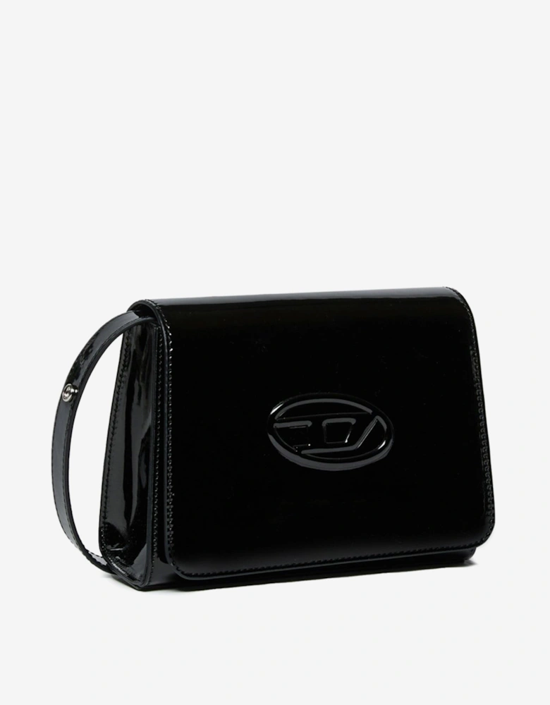 Girls Patent Logo Shoulder Bag in Black (18.5cm)