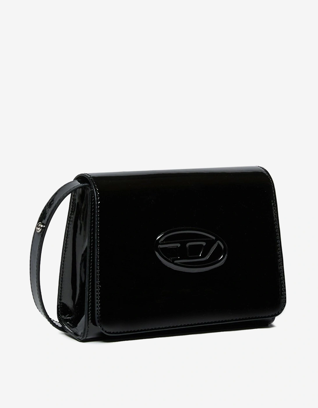 Girls Patent Logo Shoulder Bag in Black (18.5cm)