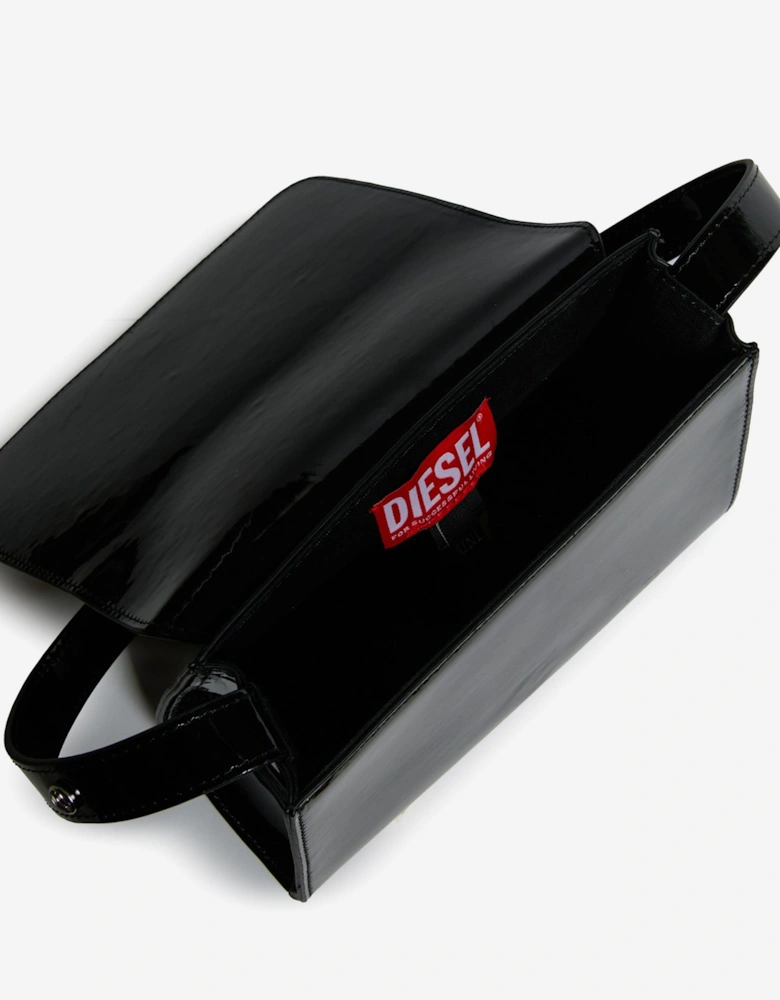 Girls Patent Logo Shoulder Bag in Black (18.5cm)