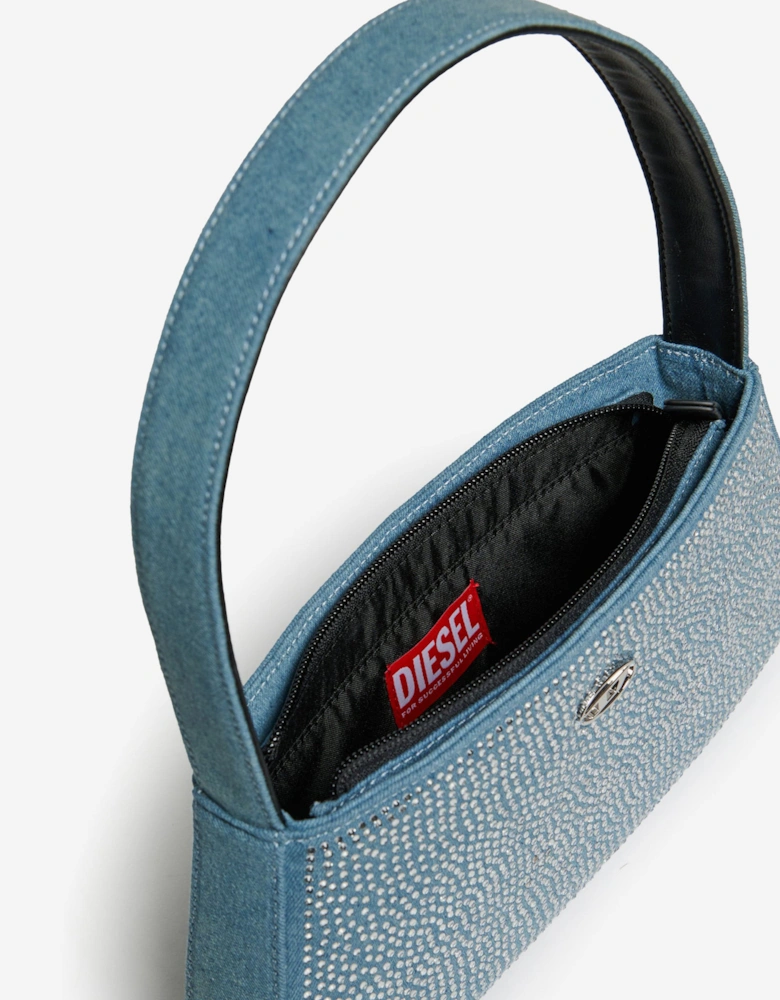 Girls Denim and Rhinestones Shoulder Bag in Blue (25cm)