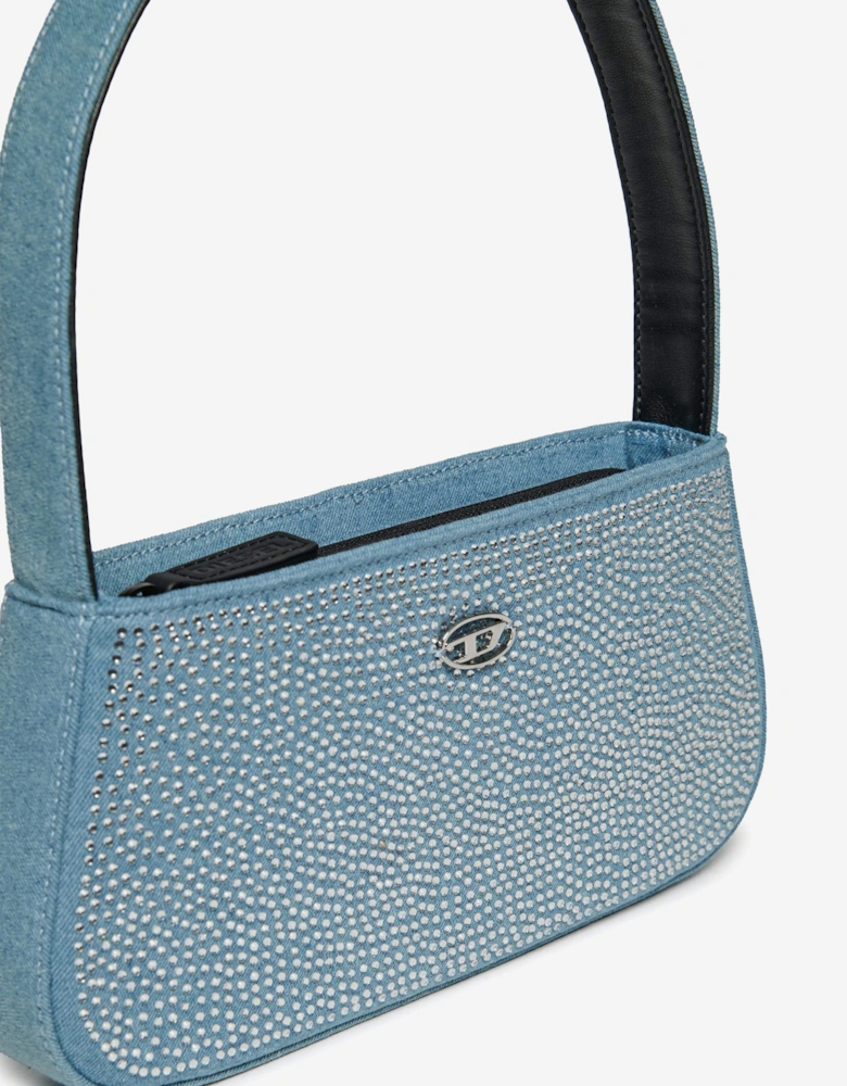 Girls Denim and Rhinestones Shoulder Bag in Blue (25cm)