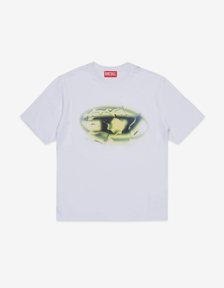 Boys Oval D Print T-Shirt in White