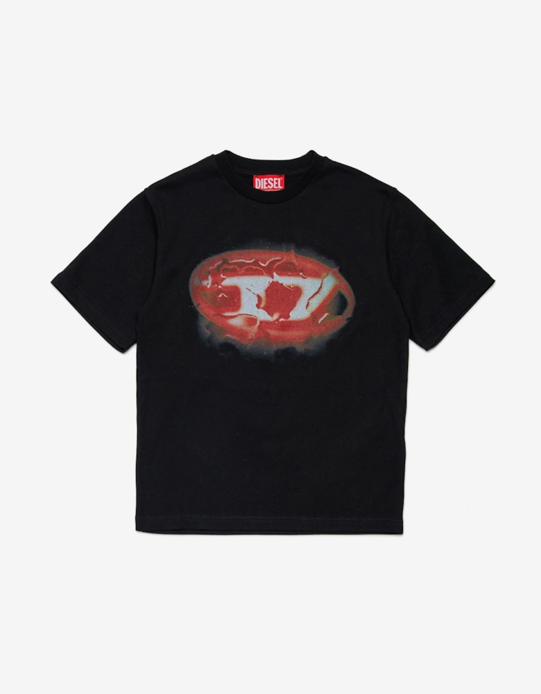 Boys Oval D Print T-Shirt in Black