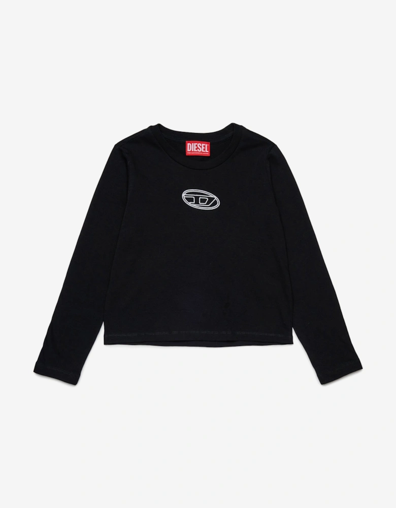 Girls Long Sleeve Logo T-Shirt in Black