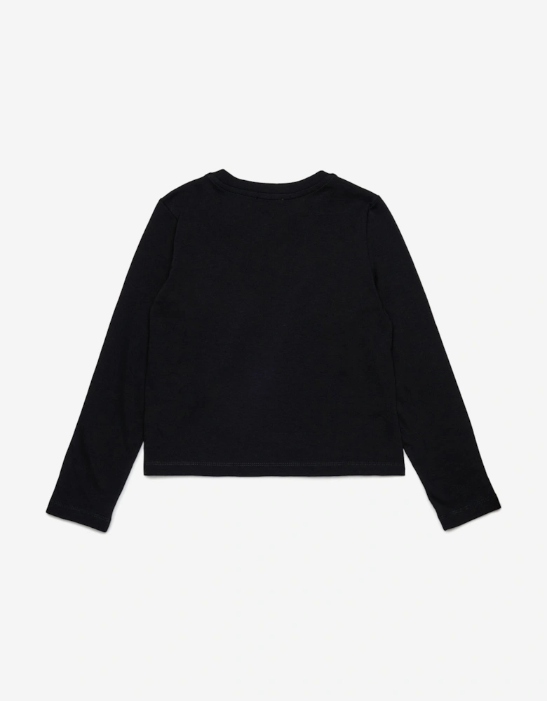 Girls Long Sleeve Logo T-Shirt in Black