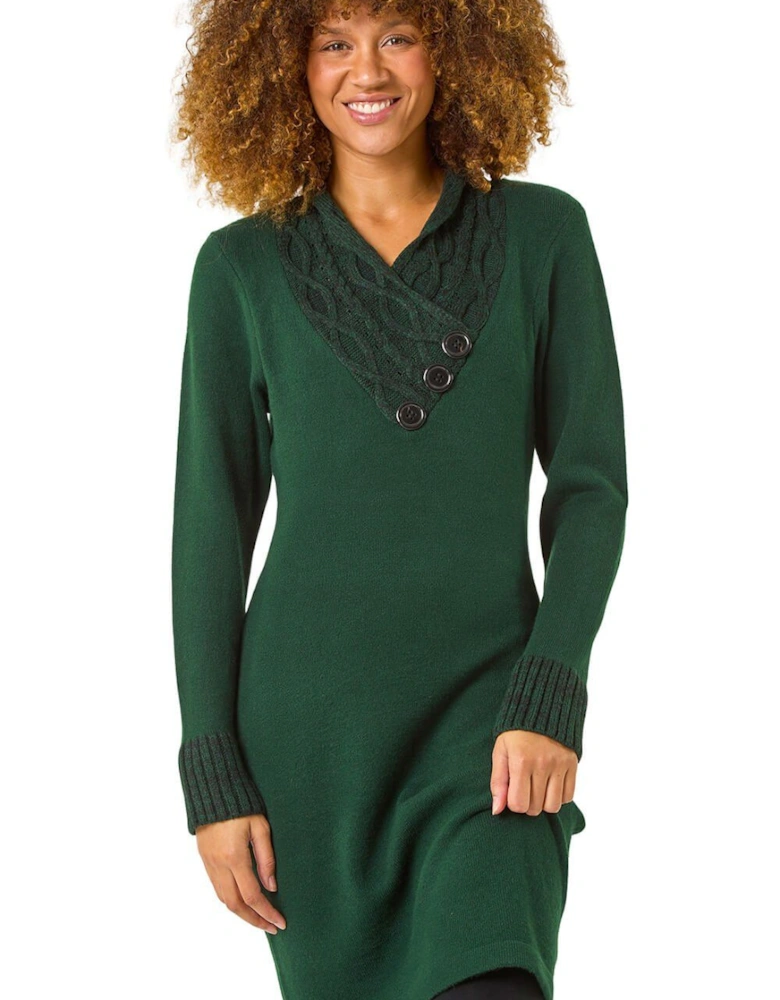 Overlap V-Neck Knit Dress